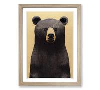 Bear Embroidery Vol.1 Framed Print | A2 Oak Framed Wall Art | Ready to Hang | Modern Animal Picture | Living Room Bedroom Lounge Office