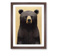 Bear Embroidery Vol.1 Framed Print | A2 Walnut Framed Wall Art | Ready to Hang | Modern Animal Picture | Living Room Bedroom Lounge Office