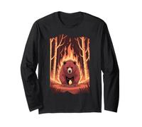 Bear Escaping Forest Fire Awareness Long Sleeve T-Shirt
