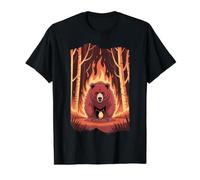Bear Escaping Forest Fire Awareness Value Graphic T-Shirt, Men, Black, XL