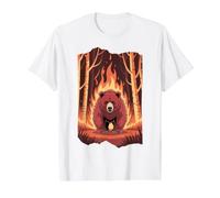 Bear Escaping Forest Fire Awareness Value Graphic T-Shirt, Men, White, M