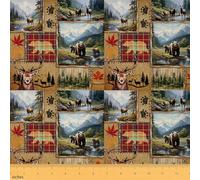 Bear Fabric by The Yard 1 Yard (L92*W150cm) Kids Deer Anlters Hunting Waterproof Outdoor Fabric Farmhouse Rustic Cabin Country Upholstery Fabric for Chairs Wild Animal DIY Reupholstery Fabric