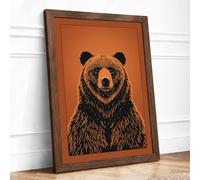 Bear Facing Forward Framed Wall Art Print A1 Walnut