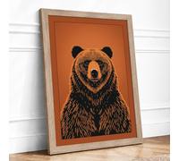 Bear Facing Forward Framed Wall Art Print A2 Oak