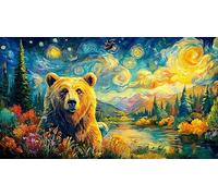 Bear-family-crossing-stream-in-forest 1000 Piece Puzzle Recycled Paper Fun Present & Activity for Home Educational Game Decompression Puzzles for Adults Kids Great Gift Idea 38x52/1000pcs