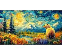 Bear-family-crossing-stream-in-forest 1000Pc Adult Jigsaws Puzzle Game Fun Present & Activity for Home Impossible Hard Difficult Educational Game Decompression 70x50/1000pcs