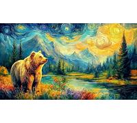Bear-family-crossing-stream-in-forest Jigsaw Puzzles 1000Pc Recycled Paper Educational Game Decompression Beautiful Decoration Puzzle for Adults and Kids 38x26/1000pcs