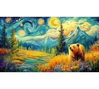 Bear family crossing stream in forest Recycled Paper Jigsaw Puzzle 1000 Pc - Educational Decompression for Adults Home 38x26/1000pcs