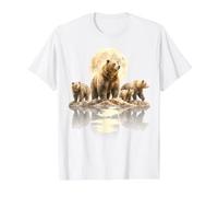 Bear Family Moonlight Nature Wildlife Forest Vintage Value Graphic T-Shirt, Men, White, M