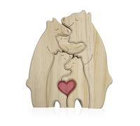 Bear Family Wooden Puzzle Ornaments - 1 Set of Personalized Creative Gifts for Desktop Decoration and Birthday Gifts