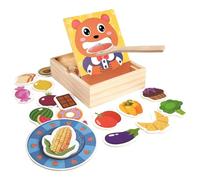 Bear Feeding Toy - Wooden Pretend Set, Motor Skill Training, Educational Play Game, Realistic Food Model, Kids Learning Toy, Kindergarten Activity Kit, Home Development Tool enhancing fine moto