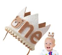 Bear First Birthday - Toddler Party Hat, Baby Bear Headwear | Cartoon Party Prop Decoration, Soft Plush Topper, Cute Photo Booth Accessory Restaurant Park Bedroom Ki