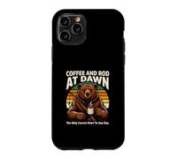 Bear Fishing Coffee And Rod At Dawn Sunrise Case for iPhone 11 Pro