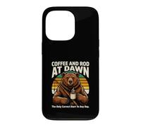 Bear Fishing Coffee And Rod At Dawn Sunrise Case for iPhone 13 Pro