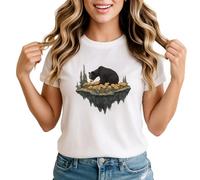 Bear Floating Island Womens Graphic T-Shirt Wildlife Nature Bears Tee Medium White