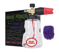 BEAR FORCE Pressure Washer Brass Foam Cannon Foam Generator Snow Foam Lance with 1/4” Quick Connector & 1.25mm & 1.10mm Orifice Nozzle, 360° Adjustable Thicker Snow Foam with 32 oz Soap Car Wash