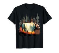 Bear Forest Mountains Trees Nature Sunset Outdoor Graphic T-Shirt