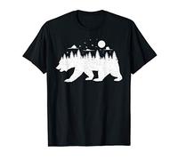 Bear Forest T Shirt Grizzly Silhouette Motif Nature Fusion