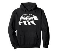 Bear Forest Trees Mountains Wildlife Nature Outdoor Graphic Pullover Hoodie