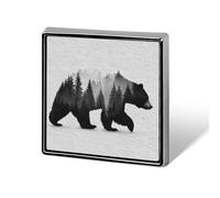 Bear Forest Trees Silhouette Vintage Unisex Brooches & Pins Square Lightweight Lapel Badge Jewelry for Clothing Shawl Hat