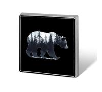 Bear Forests Silhouette Square Brooch Metal Pin Badges Classic Lapel Pins Jewellery Unisex