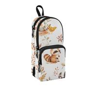 Bear Fox Raccoon Squirrel Duck Pencil Case, Big Capacity Pen Bag with Compartment Students Schoolbag Shape Stationery Organizer Pencil Pouch Marker Case for School Office Work