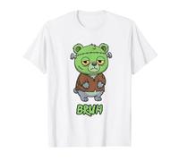 Bear Frankenstein Bruh Halloween Value Graphic T-Shirt, Men, White, S