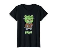 Bear Frankenstein Bruh Halloween Value Graphic T-Shirt, Women, Black, S