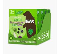 BEAR Apple & Blackcurrant Paws - Delicious Real Fruit - Suitable for 2+ years - Healthy - 20g - 4 x 5 Packs (Pack of 20)