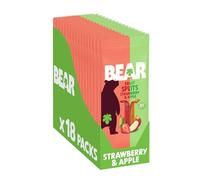 BEAR Fruit Splits Strawberry & Apple (Pack of 18) - 100% Fruit, No Added Sugar, Ideal lunchbox snack for kids or On-the-Go