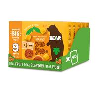 BEAR Fruit Yoyos Mango 20g (Pack of 45) - 100% Fruit, No Added Sugar, Ideal lunchbox snack for kids or on-the-go