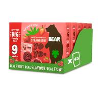 BEAR Fruit Yoyos Strawberry 20g (Pack of 45) - 100% Fruit, No Added Sugar, Ideal lunchbox snack for kids or on-the-go