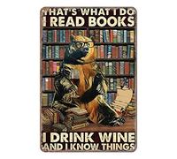 Bear Funny Metal Sign That's What I Do I Read Books I Drink Red Wine And I Know Things Tin Sign Vintage Home Kitchen Bar Cafe Club Wall Decor Art Sign 20x30 cm
