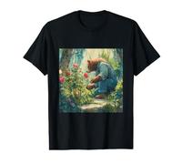 Bear Gardener Pruning Rose Bushes Impressionist Art Value Graphic T-Shirt