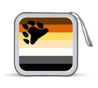 Bear Gay Proud Flag CD Case 40 Capacity Plastic DVD Storage Box Sleeves Zippered Wallet