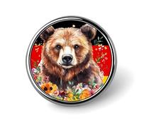 Bear Germany Flag Round Brooches Colorful Fashion Button Pins Badge for Backpacks Shirts Scarf