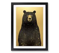 Bear Gold Leaf Art Framed Wall Art Print A2 Black