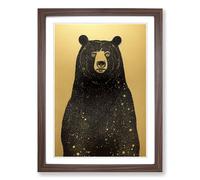 Bear Gold Leaf Art Framed Wall Art Print A2 Walnut