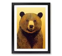 Bear Gold Leaf Framed Wall Art Print A2 Black