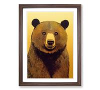 Bear Gold Leaf Framed Wall Art Print A2 Walnut