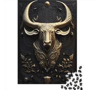 Bear Golden Art Deco Wooden Jigsaw Puzzles 1000 Pieces Jigsaw Creative Rectangular Large Family Puzzle Game Artwork for Adults Teens 1000pcs (75x50cm)