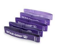 BEAR GRIP Fabric Resistance Bands for Working Out - Color-Coded Booty & Stretch Bands for Exercise, Legs, Glutes, Squats, Home Fitness, Yoga & Pilates - 5 Resistance Levels (Purple Shades, Standard)