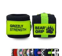 BEAR GRIP Grizzly Wrist Wrap - Power Lifting Wrist Wrap | 24 in/Black/Green
