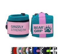 BEAR GRIP Grizzly Wrist Wrap - Power Lifting Wrist Wrap | 24 in/Green/Pink