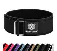 BEAR GRIP Self-Locking Weight Lifting Belt - Deadlift, Bodybuilding, Squat & Powerlifting - Premium Weightlifting Gym Belt for CrossFit & Olympic Lifting for Men and Women - (Black & White, XL)