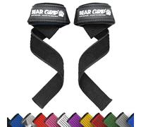 BEAR GRIP Straps - Premium Neoprene Padded Heavy Duty Double Stitched Weight Lifting Gym Straps, Deadlift, Gym Accessories for Men and Women, 100% cotton, Extra long length (Black (No Rubber))