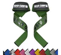 BEAR GRIP Straps - Premium Neoprene Padded Heavy Duty Double Stitched Weight Lifting Gym Straps, Deadlift, Gym Accessories for Men and Women, Advanced Gel Grip, 100% cotton, Extra long length (Khaki)