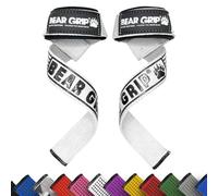 BEAR GRIP Straps - Premium Neoprene Padded Heavy Duty Double Stitched Weight Lifting Gym Straps, Deadlift, Gym Accessories for Men and Women, Advanced Gel Grip, 100% cotton, Extra long length (White)