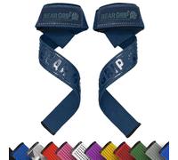 BEAR GRIP Straps - Premium Neoprene padded Heavy Duty double stitched weight lifting gym straps, Gel grip, 100% cotton, Extra long length (Navy Blue)