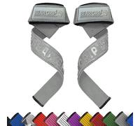 BEAR GRIP Straps - Premium Neoprene padded Heavy Duty double stitched weight lifting gym straps, Gel grip, 100% cotton, Extra long length (Grey)